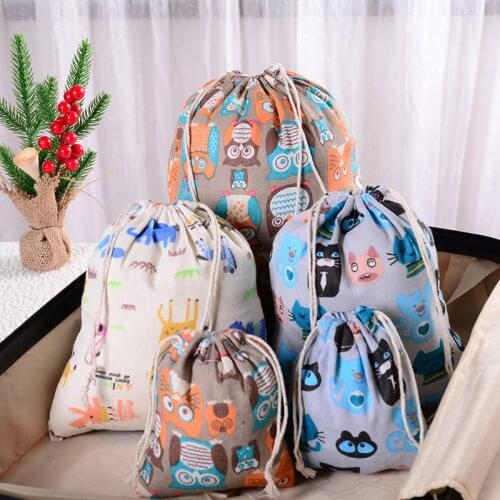 2pcs Animal Print Storage Bag Shoes Clothes Cosmetics Dustproof Cotton Linen Pouch Wedding Party Candy Jewelry Packaging Sack