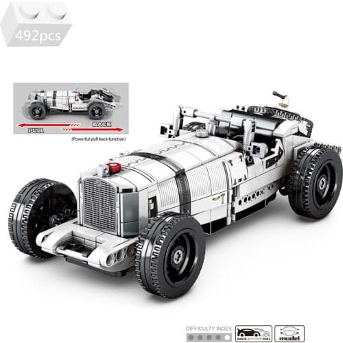 2021 NEW City High-tech Pull Back Retro Classic Racing Car Building Blocks Kit Bricks Supercar Vehicle Model Toys For Children