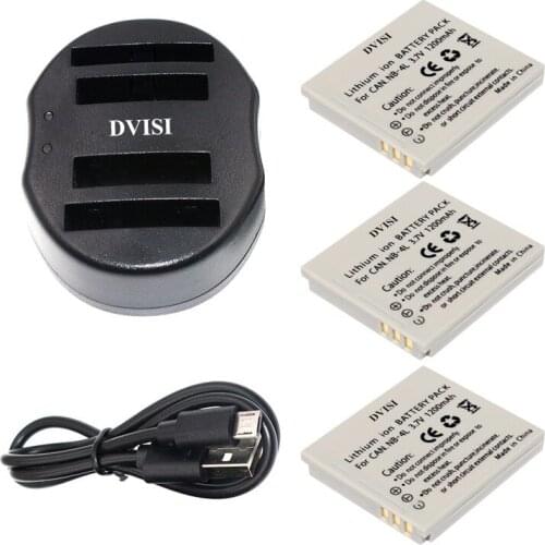 3pcs NB-4L NB4L Rechargeable Camera Battery with USB Dual Charger for Canon Digital 100 110 30 IS IXY Digital 10 SD300 Camera