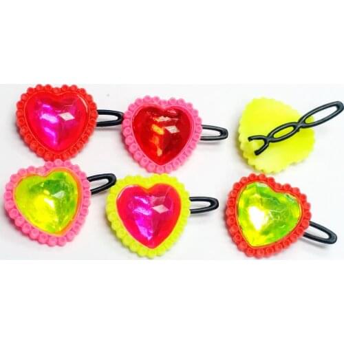 99 pc Plastic heart Gem Hair Clips Girl kids vending Bag Pinata Filler Supply Novelty Birthday Party Favors Gift Toy wholesales