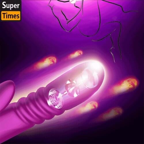 Automatic Telescopic Dildo Vibrator 10 Speeds Double G-Spot Clitoris Massage Heating Rotation Massager New Sex Toys for Women
