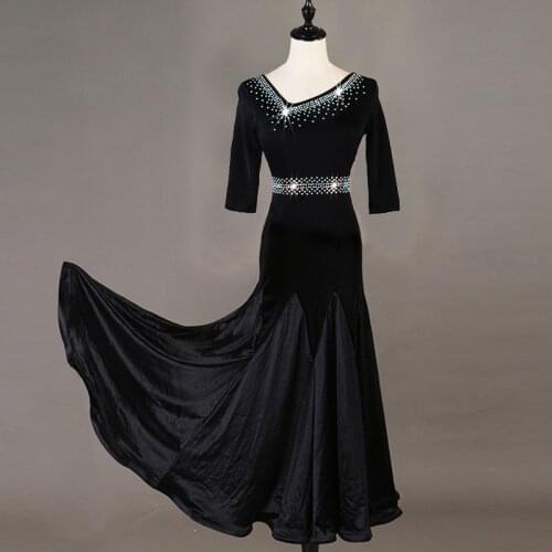 Ballroom Dance Dresses Long Sleeve foxtrot Dancing Skirt Women Stage Waltz Ballroom Dress MQ215