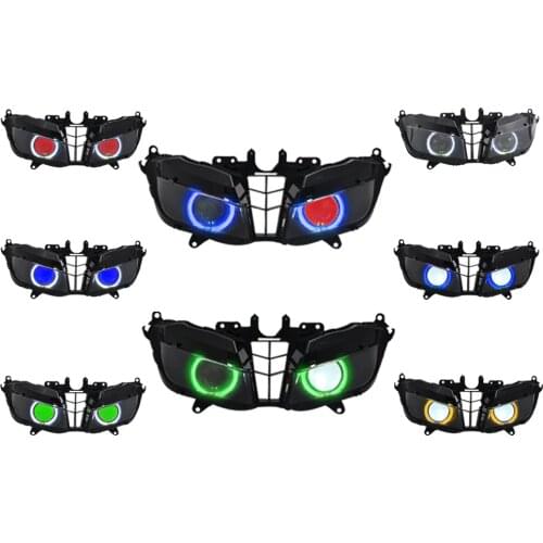 Motorcycle HID Bi-Xenon Projector Conversion L/H Beam Headlight Assembly LED Angel Demon Eyes Head Lamp For Honda CBR600RR 13-18