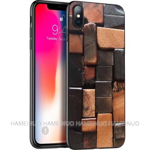 Black tpu case for iphone 5 5s SE 2020 6 6s 7 8 plus X 10 XR XS 11 pro MAX silicon cover case texture wood Style