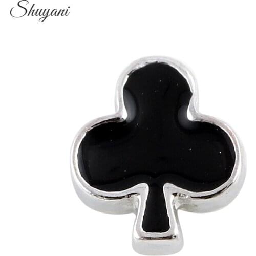 F299 Wholesale 20pcs/lot Alloy Metal Black Poker Sign Floating Charm Fit Glass Lockets For Woman