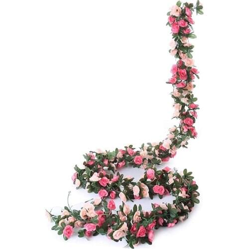 Fake Rose Vine Flowers Plants Artificial Flower Hanging Rose Ivy Home Hotel Office Wedding Party Garden Craft Art Décor