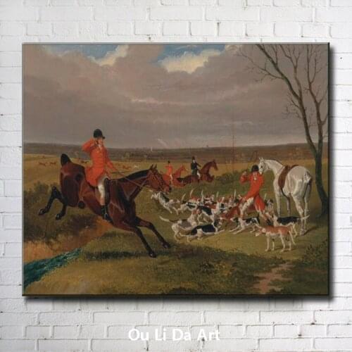 Classical court figures earl horse dogs wild scenery oil painting canvas printing printed on canvas wall art decoration picture