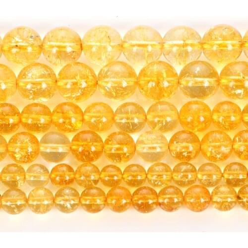 Natural Citrines Round Stone Beads For Jewelry Making DIY Necklace Bracelet 6mm-10mm Handmade Spacer Loose Beads Yellow Crystal