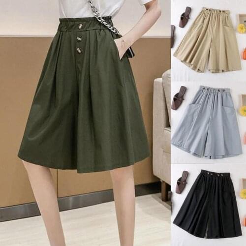 60%HOTLadies Casual Shorts Wide Leg A-line Solid Color Minimalist Shorts Summer Clothing