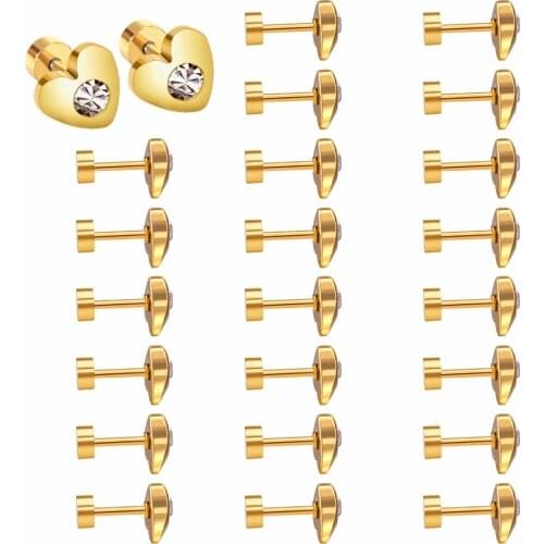 LUXUKISSKIDS 12Pairs/Lot 7mm Stainless Steel Heart Stud Earrings Surgical Screw Earrings For Women Fashion Jewelry pendientes