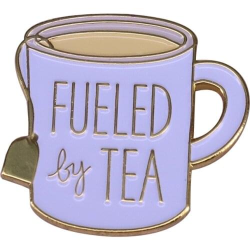 Minimalism Fueled By Tea Hard Enamel Pins Collect Cute Arts Metal Cartoon Brooch Backpack Collar Lapel Badges Fashion Jewelry