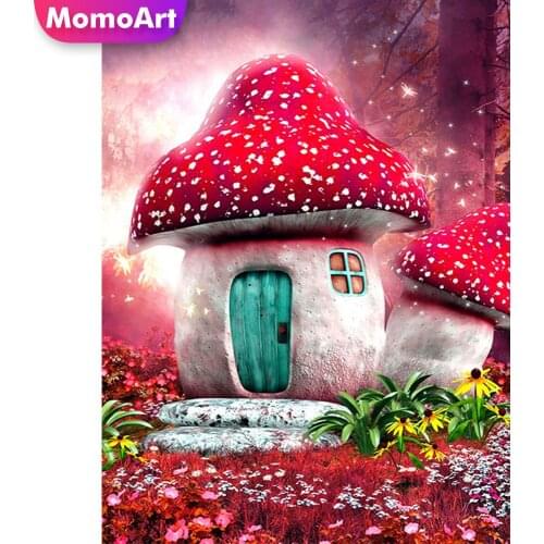 MomoArt 5D DIY Diamond Mosaic House Scenery Full Drill Square Diamond Embroidery Cartoon Needlework Mosaic Holiday Gifts