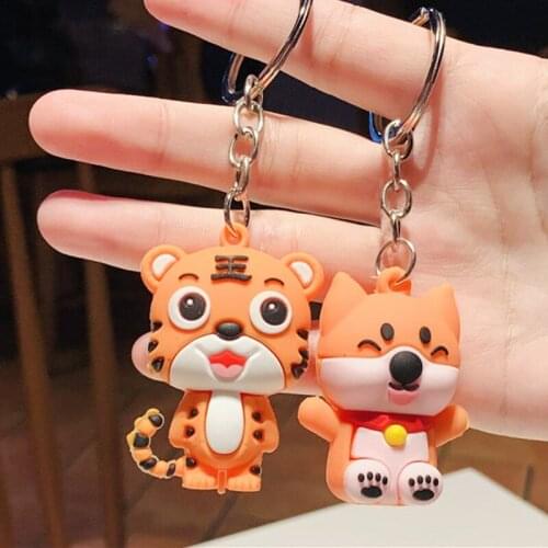 Cartoon Little Tiger Keychain Silica Cute Tiger Stitch doll dog Keychains for Women bag Charm pendant car keyring Girl Kids Gift