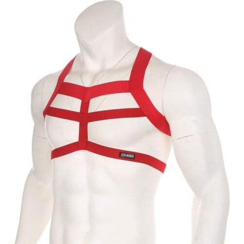 Men Bondage Body Chest Harness Costume Male Elastic Strap Lingerie Halter Neck Nightclub Performance hombre Hollow Out Clothing