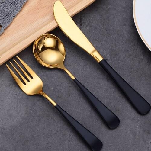 4Sets New Gold Cutlery Set Forks Spoons Knives Tableware Set Steel Cutlery Set Stainless Steel Dinnerware Set Spoon Knife Fork
