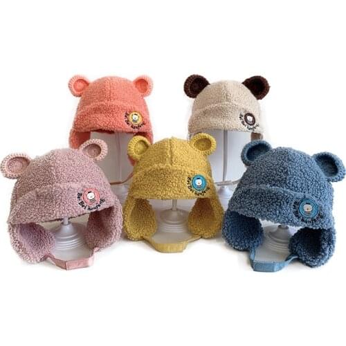 New Baby Boys Girls Hat Kids Children Ear Flap Muff Winter Warm Plush Cotton Cap Outdoor Lei Feng Cap Beanie Gifts Hat 1-4 Years