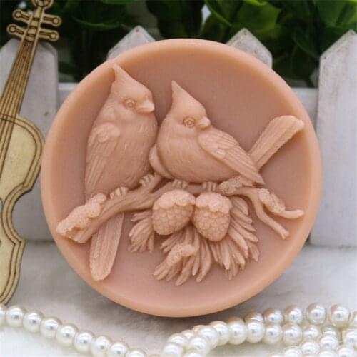 New Product!!1pcs Lovers Birds (zx277) Food Grade Silicone Handmade Soap Mold Crafts DIY Mould