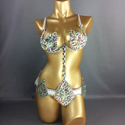 Samba Carnival Bra Belt Rainbow Stone C011-2 free shipping