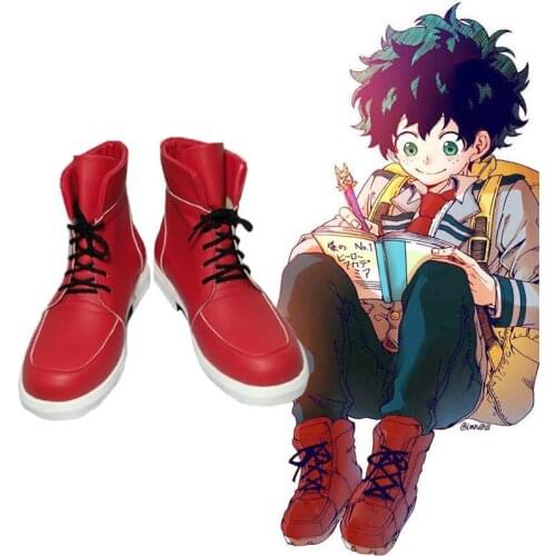 Hot Boku No Hero Academia Shoes Izuku Midoriya Cosplay Shoes My Hero Academia Red Boots fashion leisure cartoon PU leather shoes