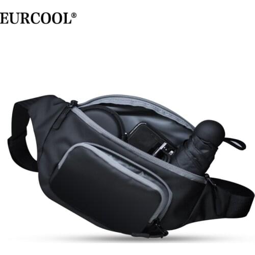 EURCOOL Men Fanny Pack Teenager Outdoor Sports Waist Bag Pack Male Shoulder Belt Bag Travel Phone Pouch Bags сумка мужская 2342