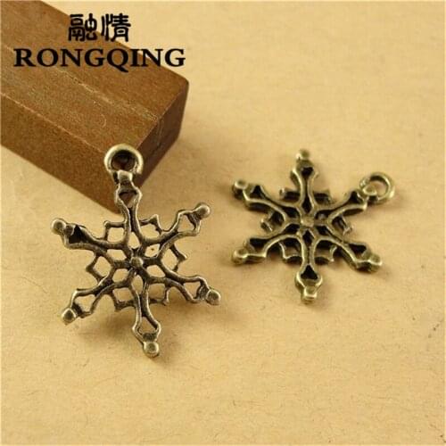 RONGQING 19*15MM 100pcs/lot snowflake Pendants Necklaces Handmade Accessories Fashion Jewelry Charms DIY