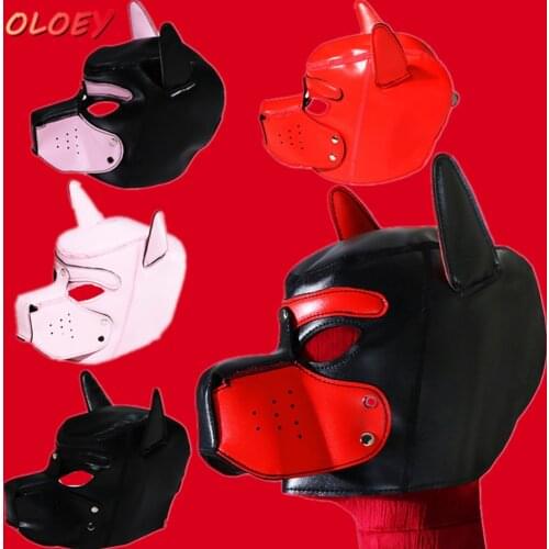Sexy Dog Hood Mask Adult Games SM Flirting Toys Cosplay BDSM Bondage Slave Erotic Mask Fetish Costumes Hood Couples Sex Toy