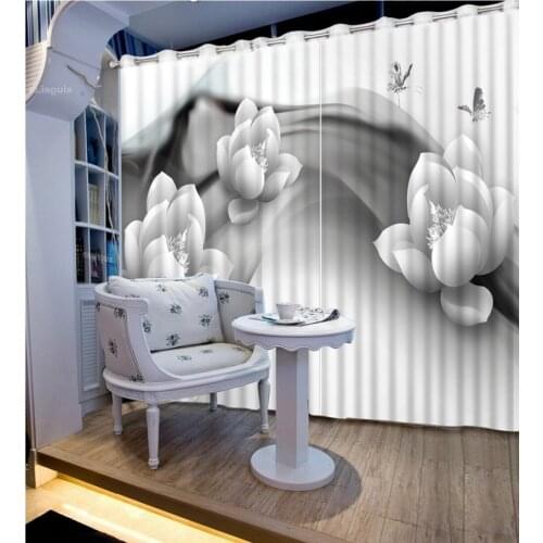 Grey curtains 3D Curtain Printing Blockout Polyester Photo Drapes Fabric For Room Bedroom Window