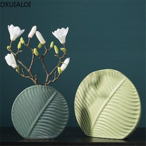 Nordic ceramic Leaves vase flower arrangement vase creative shell vase home decoration wedding decoration best gift flower vase