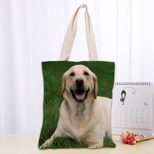 Dog Labrador Retriever Tote Bag Women Canvas Fabric Bags Eco Reusable Shopping Bags Traveling Beach Casual Useful Shoulder Bag