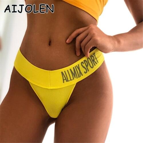 AIJOLEN Womens Underwear Sexy Seamless Sports Underpants Fitness Letter Deep V Thong and G String Wide Low Waist Briefs Panties