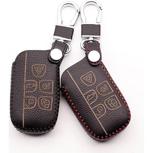 High-quality hand-sewn leather car key cover for Land Rover a9 series freibers freelander Evoque found 5 buttons Keyboard cover