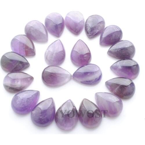 YOWOST Free Shipping Natural Amethysts Gem Stone Teardrop Cabochon CAB No Hole Jewelry 13x18x6MM 20pcs/lot QU3216
