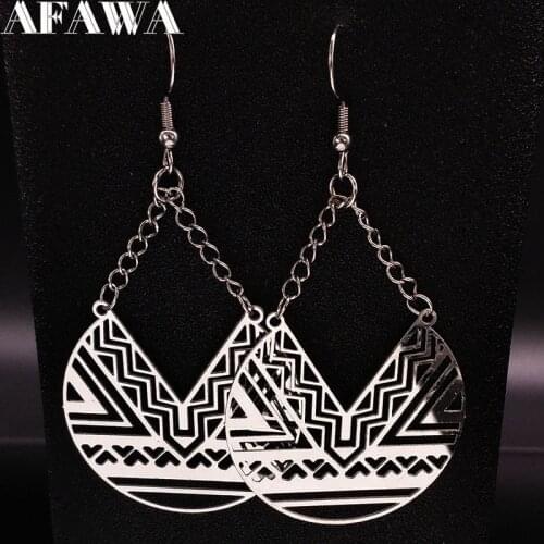 2021 Fashion Geometry Stainless Steel Dangle Earrings for Women Silver Color Bohemian Earrings Jewelry aretes de mujer E1512S02