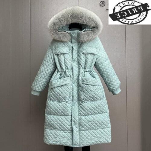 Womens Winter Down Jacket Warm Thick 20% White Duck Down Coat Female Hooded Parkas Woman Fox Fur Collar Abrigo Mujer LW