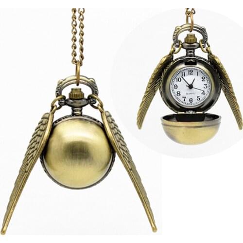 10pcs/lot Wholesale SteamPunk fly wing with shine ball Quart pocket Watch CHAIN Necklace Christmas birthday concert party gift