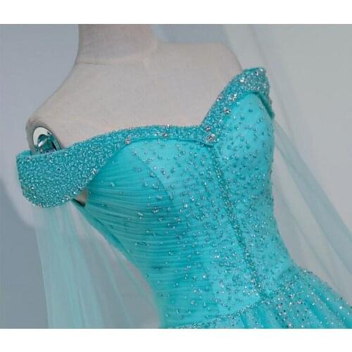 100%real ice blue fairy ice queen cosplay ball gown beading shawl royal princess Medieval Renaissance Victorian dress Belle ball