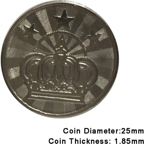 100pcs Arcade Game Coin Token Crown Stainless Steel Coins Tokens Crown for Arcade MAME JAMMA Amusement Cabinet Vending Machines