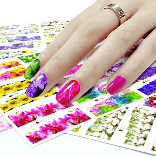 12 sheets nails tattoo water decals nail art sticker for nail art tips decoration blossoming flowers design