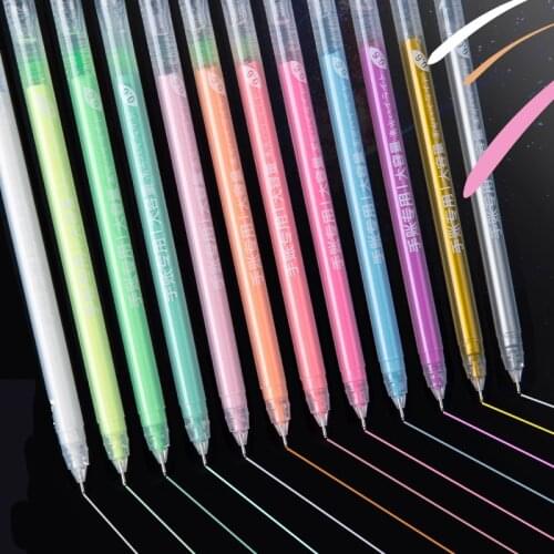 12pcs Colored Gelly Roll Highlighter Pens For Artists Sketching Drawing Diy Writing Black Card Fineliner Pens Art Supplies