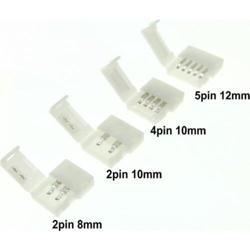 8MM 10mm 12MM 2pin 4pin 5pin Quick Connector Free soldering for single color 5050 LED Strip Light RGB RGBW RGBWW