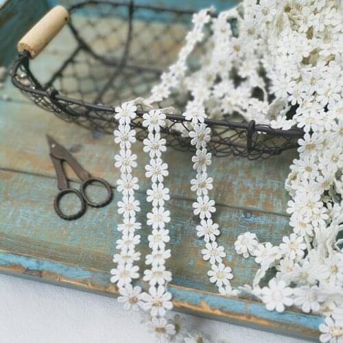 2Yard Daisy Flower Lace Fabric Polyester Handmade DIY Lace Trim Sewing Crafts Baby Dolls Hair Accessories