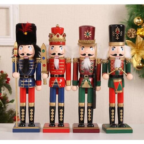 30CM Christmas Wooden Nutcracker Soldier Childrens Room Decoration Ornament Christmas Gift Handcraft Hand-painted Nutcracker