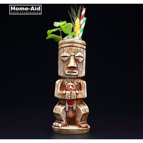450ml Hawaii Tiki Mugs Cocktail Cup Beer Beverage Mug Wine Mug Ceramic Easter Islander Tiki Mug Bar Tool