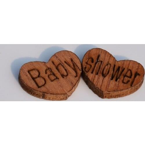 50pcs Wooden Love Heart Baby Shower Table Scatter Confetti Kids Baby Baptism Birthday Party Wood Baby Boy Girl Born Decorations