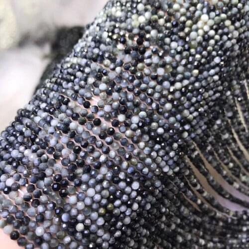 AAA BLUE hawks eye round faceted 2/3MM 14" for DIY jewelry making loose beads FPPJ wholesale beads nature gem stone coral