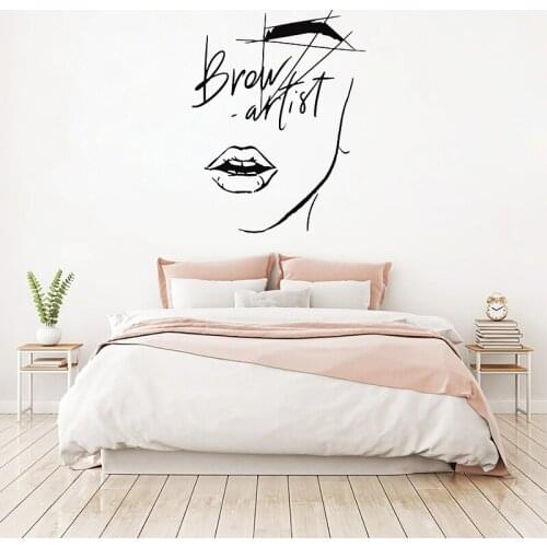 Abstract Girl Face Wall Stickers Eyelashes Brow Art Window Decoration Mural Removable Decal For Makeup Room Beauty Salon M0018