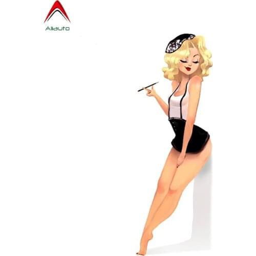 Aliauto Sexy Beauty Car Stickers Old School Pin Up Girl Automobiles Motorcycle Accessories Waterproof JDM PVC Decal,13cm*4.5cm