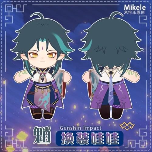 Anime Genshin Impact Xiao Cosplay Plush Doll Japanese Game Cartoon Change Suit Dress Up Clothing Toys Pillow Xmas Gifts