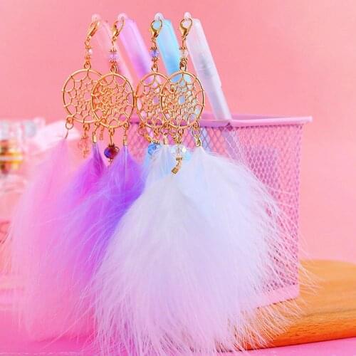Color)Dream Catcher Feather Pendant Gel Pen Black Pendant Sweet Style Gel Pen