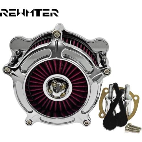 Chrome Air Filter Motorcycle Red Air Filter Intake Element Accessories For Harley Touring FLHX Dyna Softail FLSTF